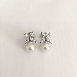Lord & Taylor Crystal and Pearl Earrings